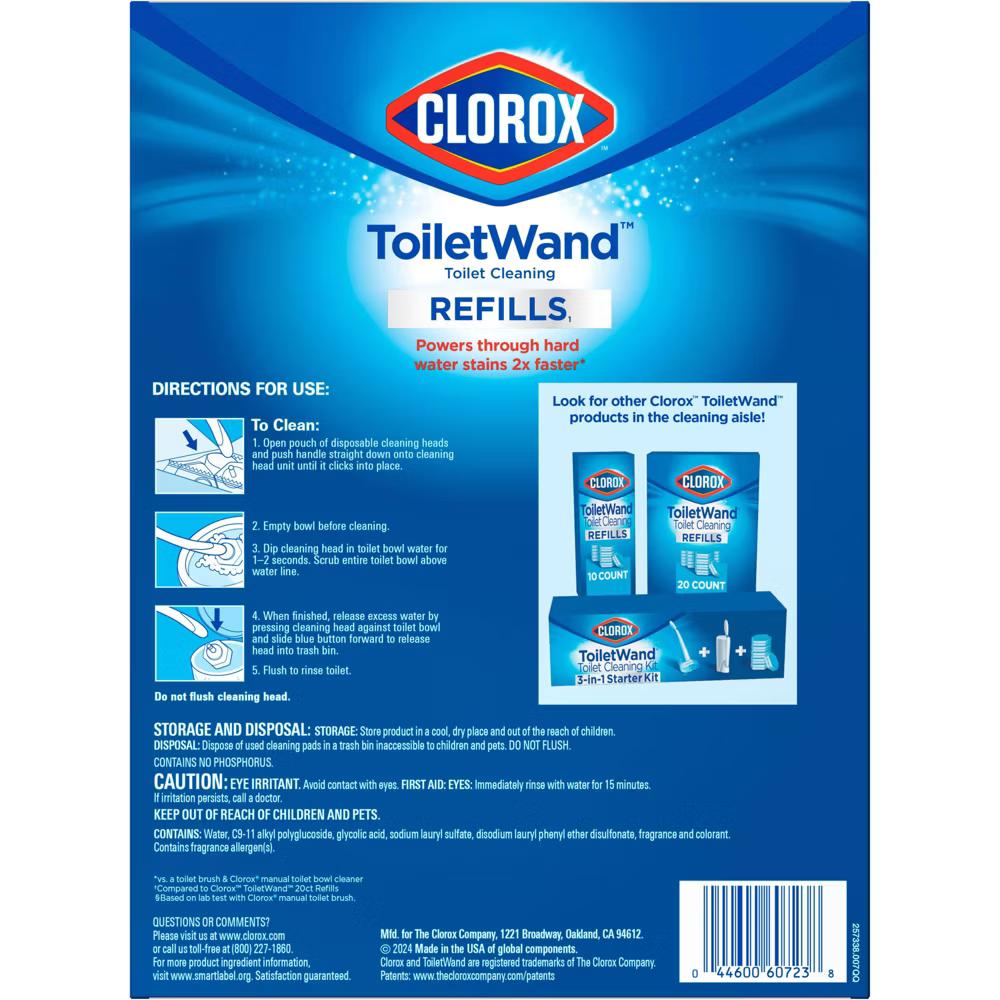 ToiletWand Refills Disposable Wand Heads - 30ct: Ammonia-Free, Multi-Surface Application
