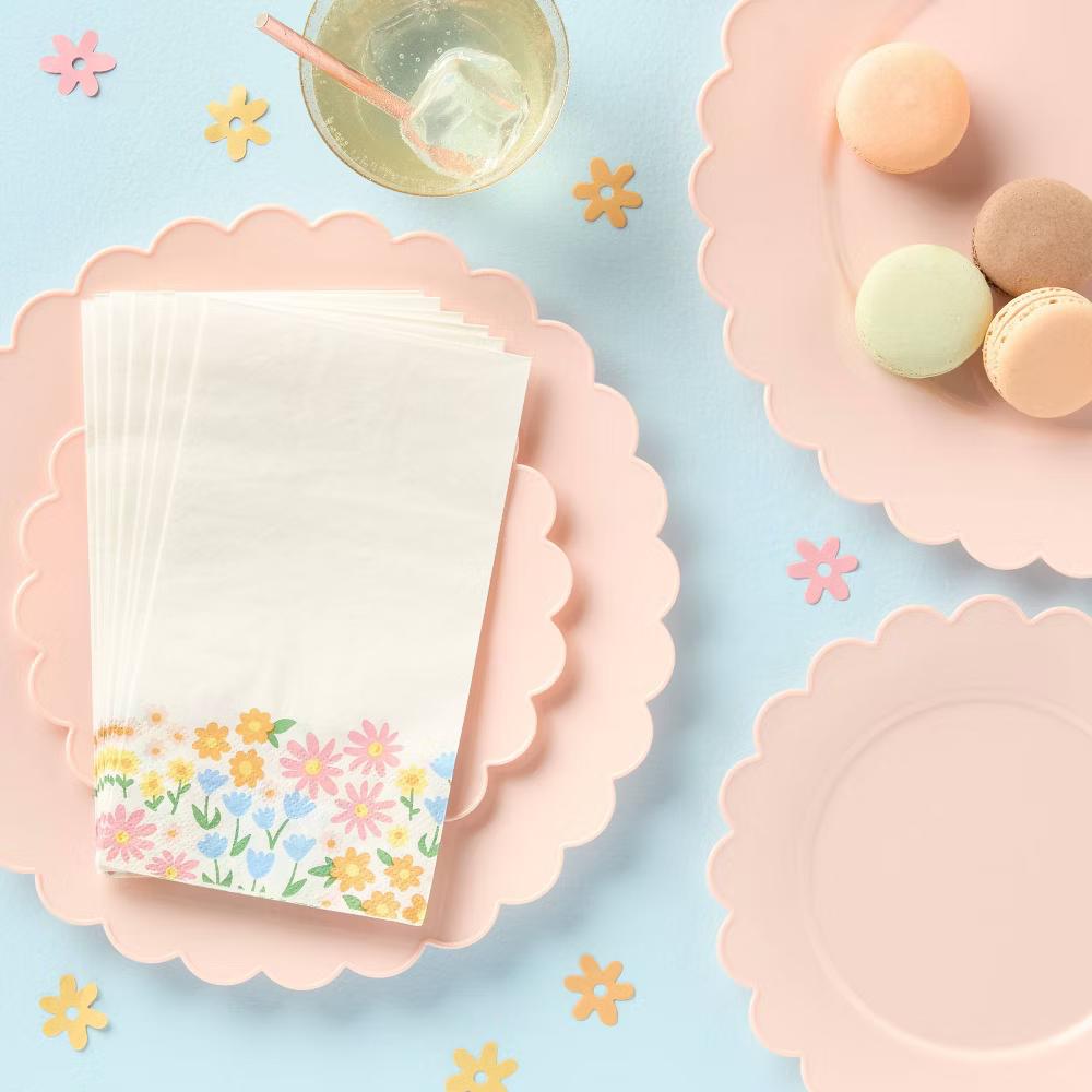 8ct Light Pink Plastic Scallop Snack Plates - Image 3