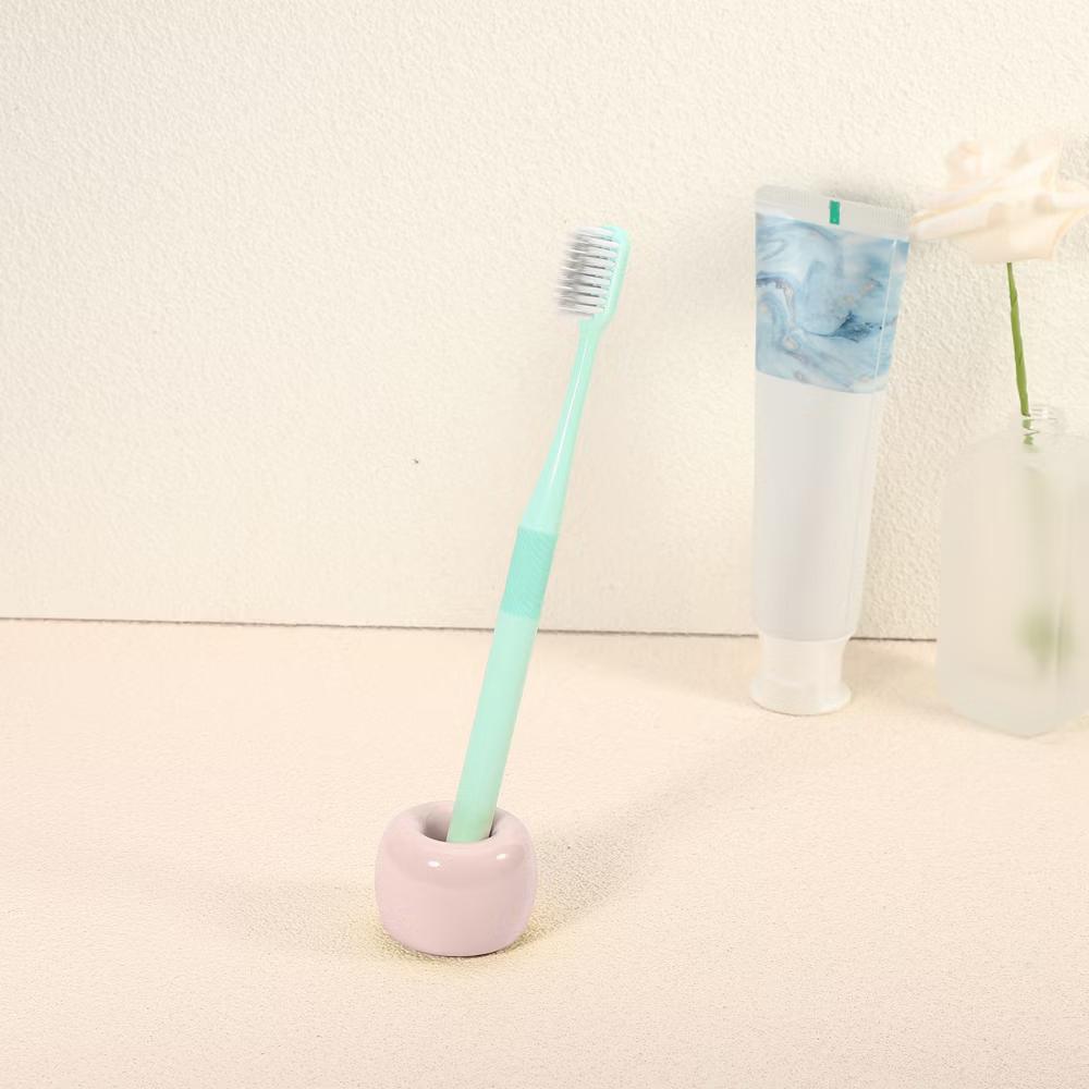 Bathroom Round Mini Ceramic Toothbrush Holder 1.65"x1.18" 2Pcs - Image 46