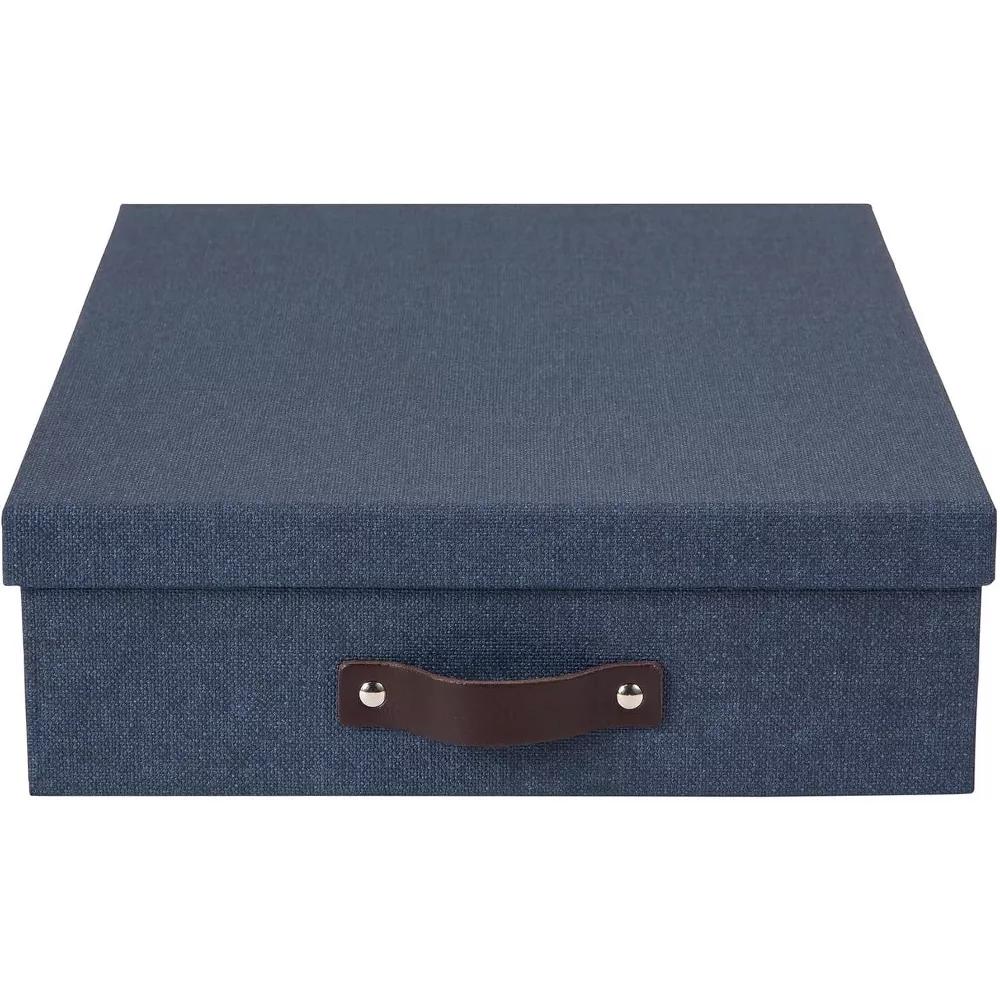 Bigso Oskar Document Letter Box with Lid and Leather Handle – Canvas Fiberboard File Organizer, 3.3" 10.2" 13.8" - Image 18