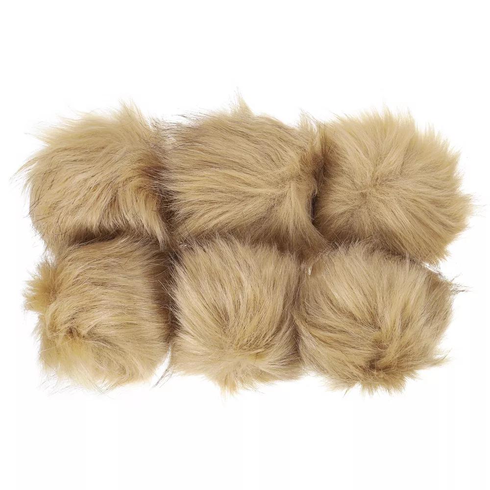 Fluffy Elastic Faux Fur Pom Poms for Hats Scarves Gloves 6 Pcs - Image 17