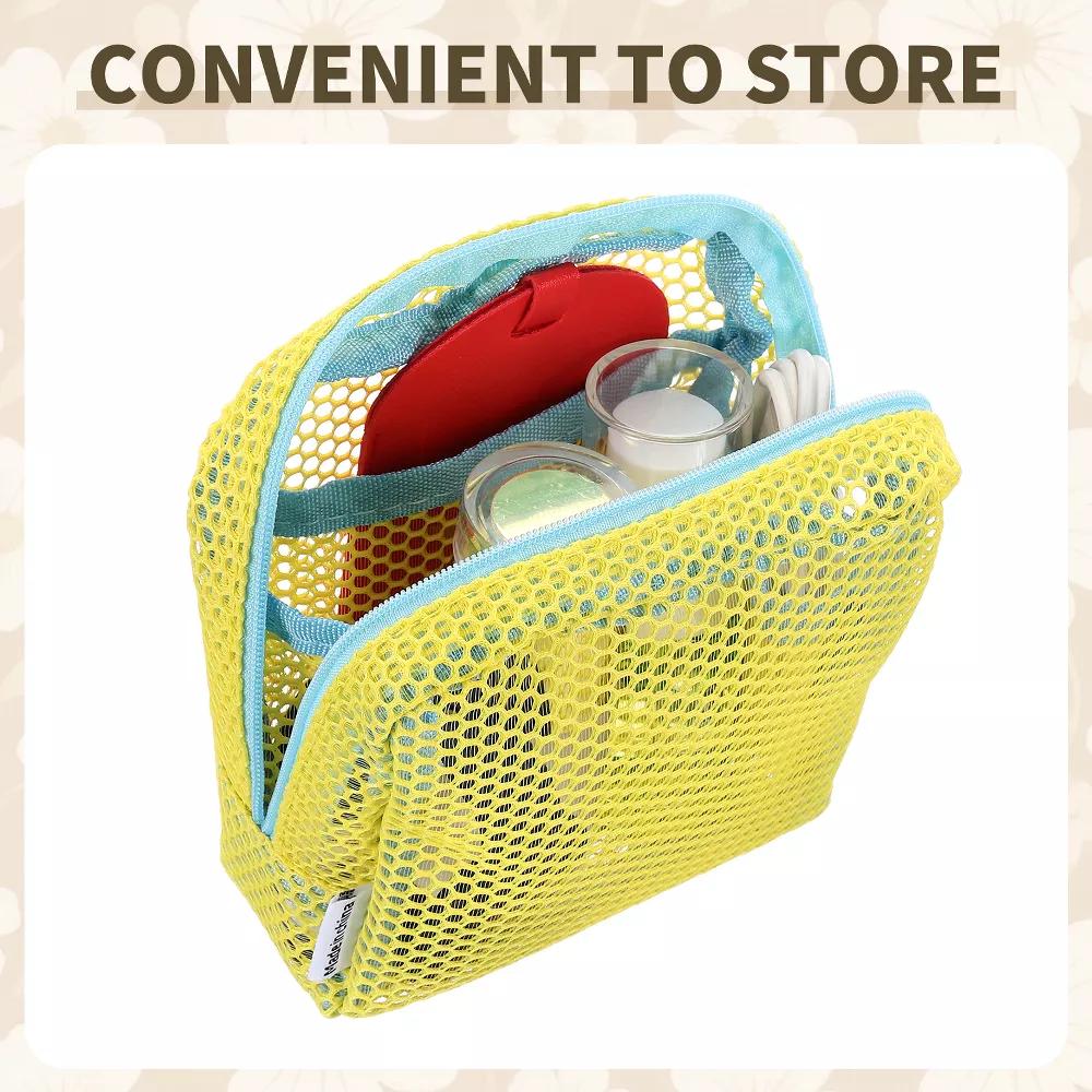 Mesh Travel Toiletry Organizing Zipper Mini Makeup Bag with Strap 4.7" - Image 19