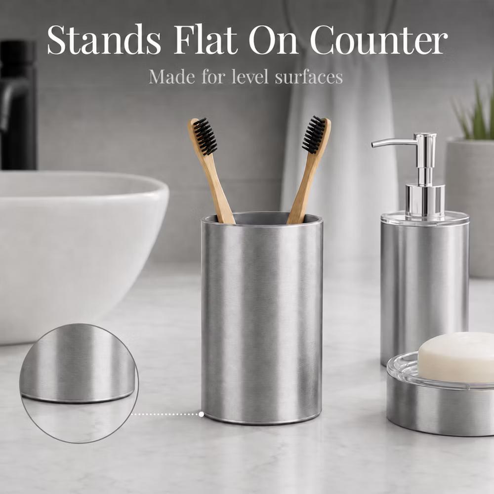 French Home Goods Modern Brushed Bathroom Tumbler – Sleek Toothbrush Holder, Cup, or Countertop Organizer - Image 12