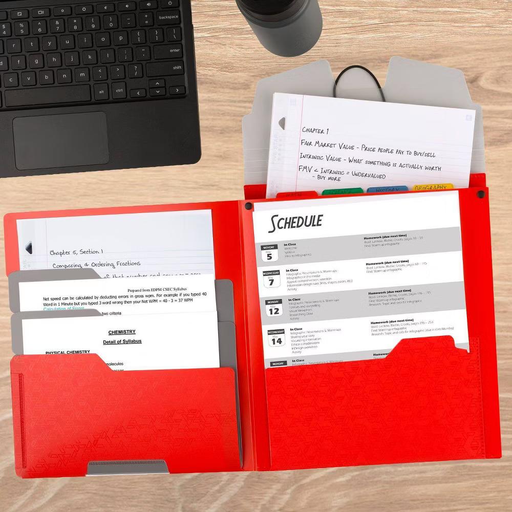 Five Star 9 Pocket Expanding File Folder Fire Red - Image 3