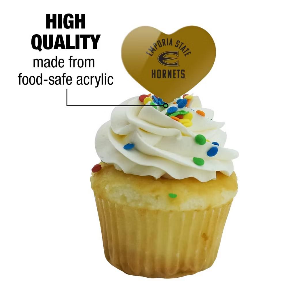 Emporia State University Hornets Heart Love Cupcake Picks Toppers Decoration Set of 6 - Image 5
