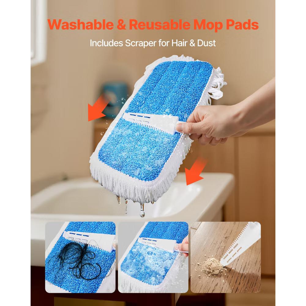 VEVOR Spray Mop, with 3 Washable Pads for Dry and Wet Floor Cleaning and a 27oz Refillable Water Tank, Microfiber Dust Wet Mop, Blue - Image 2