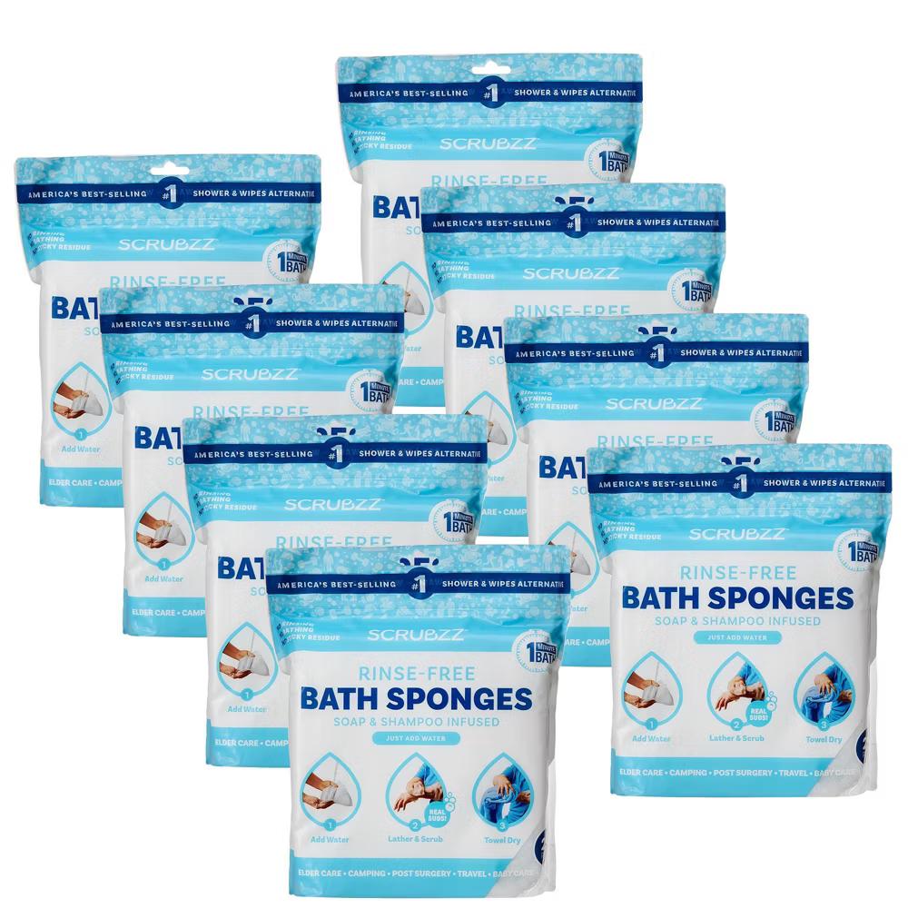 Scrubzz No Rinse Bath Wipes for Adults Bathing, Adult Rinse Free Bath Sponges - Disposable - Image 21