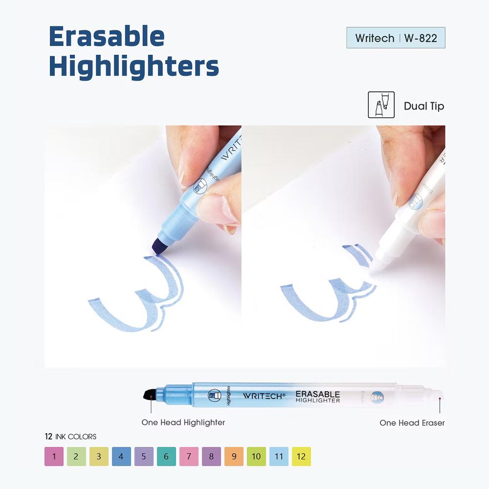 Dual Tip Erasable Highlighters, Pastel Colors, 6 Count - Image 6