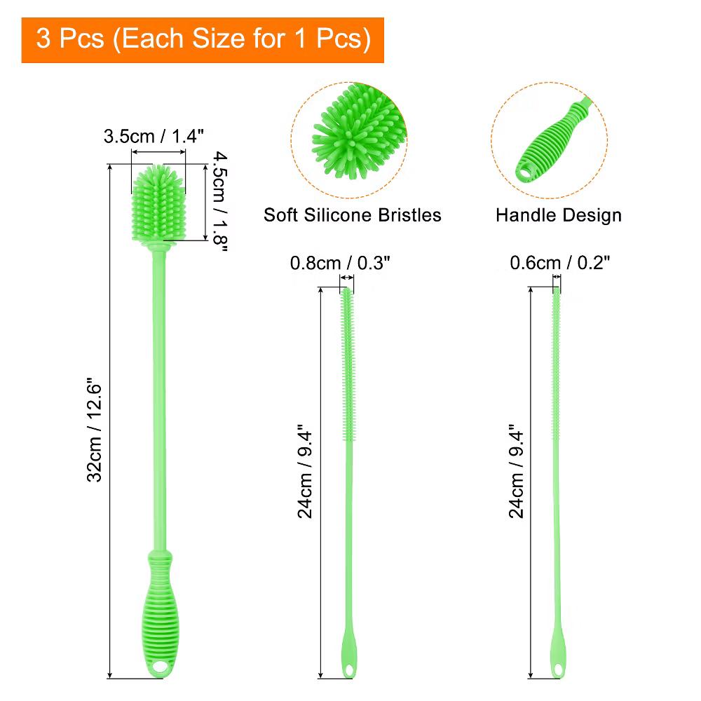 Silicone Bottle Brush with 2 Straw Brush for Cleaning Narrow Neck Containers Sport Bottles - Image 18