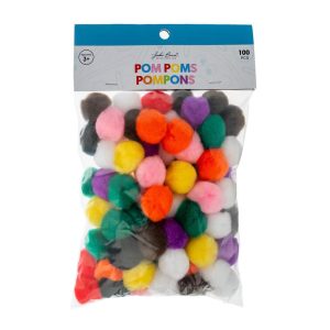100ct Mini Pom Poms for DIY Arts and Crafts, Tiny Acrylic Poms Craft Embellishments (1 inch)