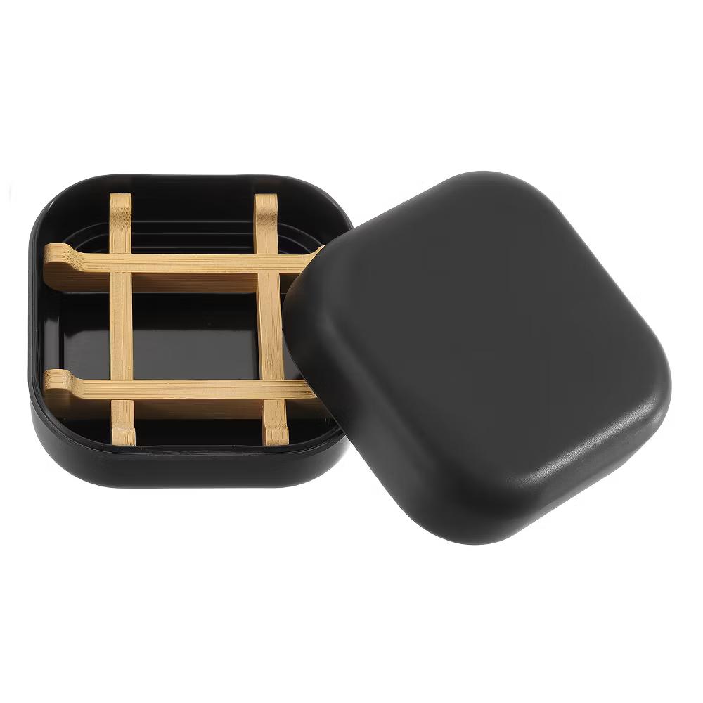 Bamboo Fiber Wooden Square Detachable Self Draining Soap Dishes