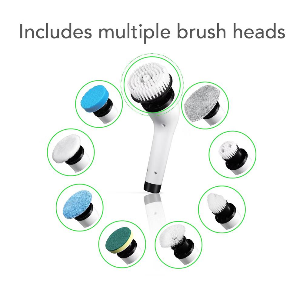 HOM Electric Spin Scrubber - Wireless Electric Cleaning Brush with 9 Brush Heads, 2 Speed Settings, For Bathrooms, Windows, Cars - Image 3