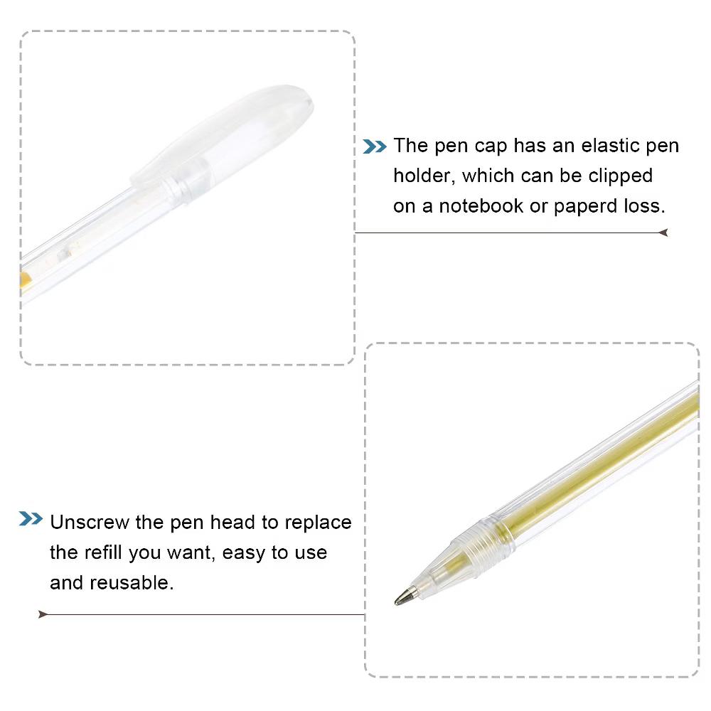 0.8mm Liquid Glitter Gel Pens Gold/Silver/White 9 Pcs - Image 5