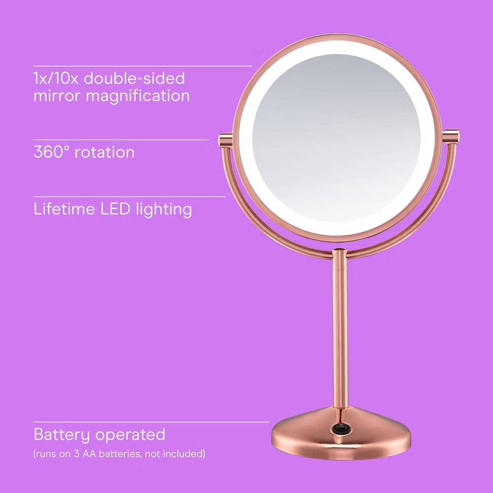 Conair LED Vanity Mirror with 1x and 10x Magnification Rose Gold - Image 2