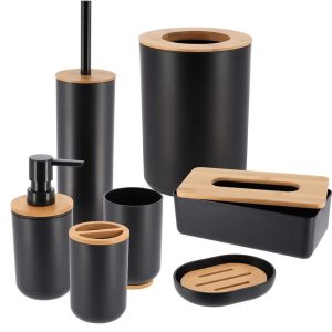French Home Goods Elegant Toothbrush Holder with Bamboo Top - Modern Bathroom Organizer for Toothbrush & Toothpaste