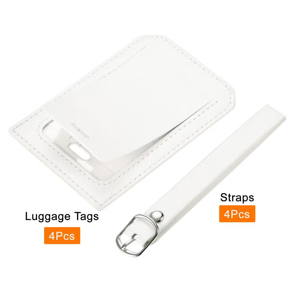 Backpack PU Holder Identifier Card Luggage Tag with Strap 4 Pcs - Image 12