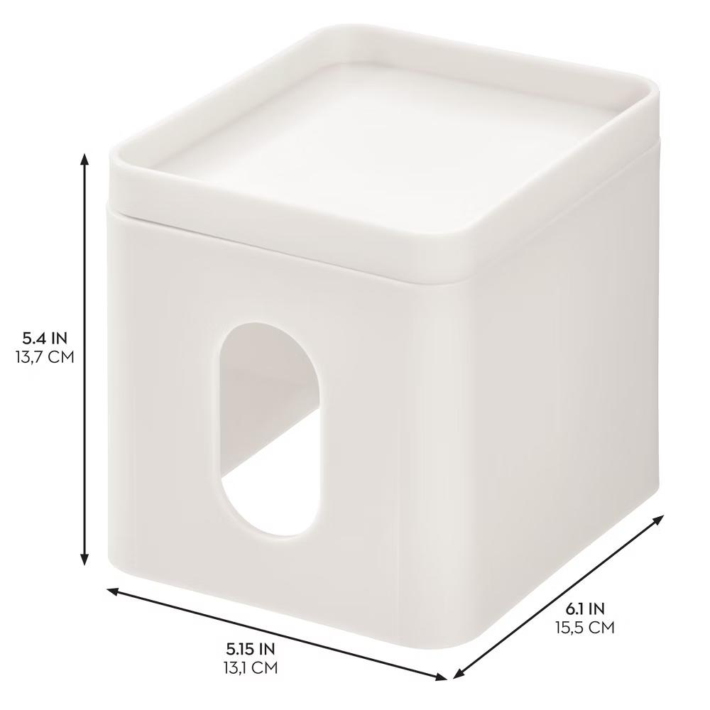 Recycled Plastic Facial Tissue Box Cover with Storage Tray, The Cade Collection – 5" 6" 5.375", Coconut - Image 2