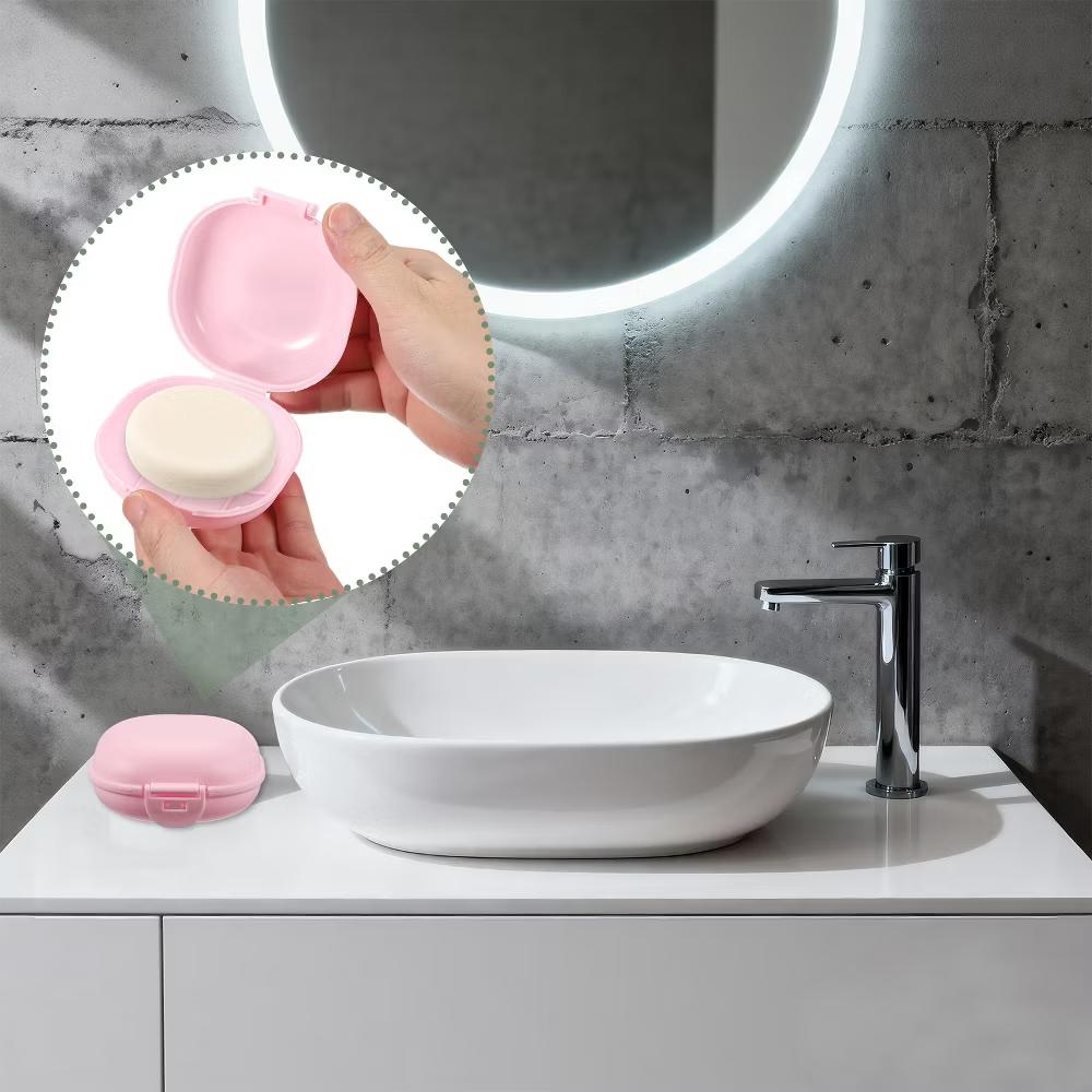Soap Dish, Portable Travel Soap Box Waterproof Holder Case Round
