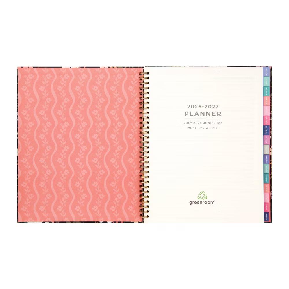 greenroom 8.5"x10.75" 2026-2027 Weekly/Monthly Large Hardcover Midnight Wildflower Planner - Image 3