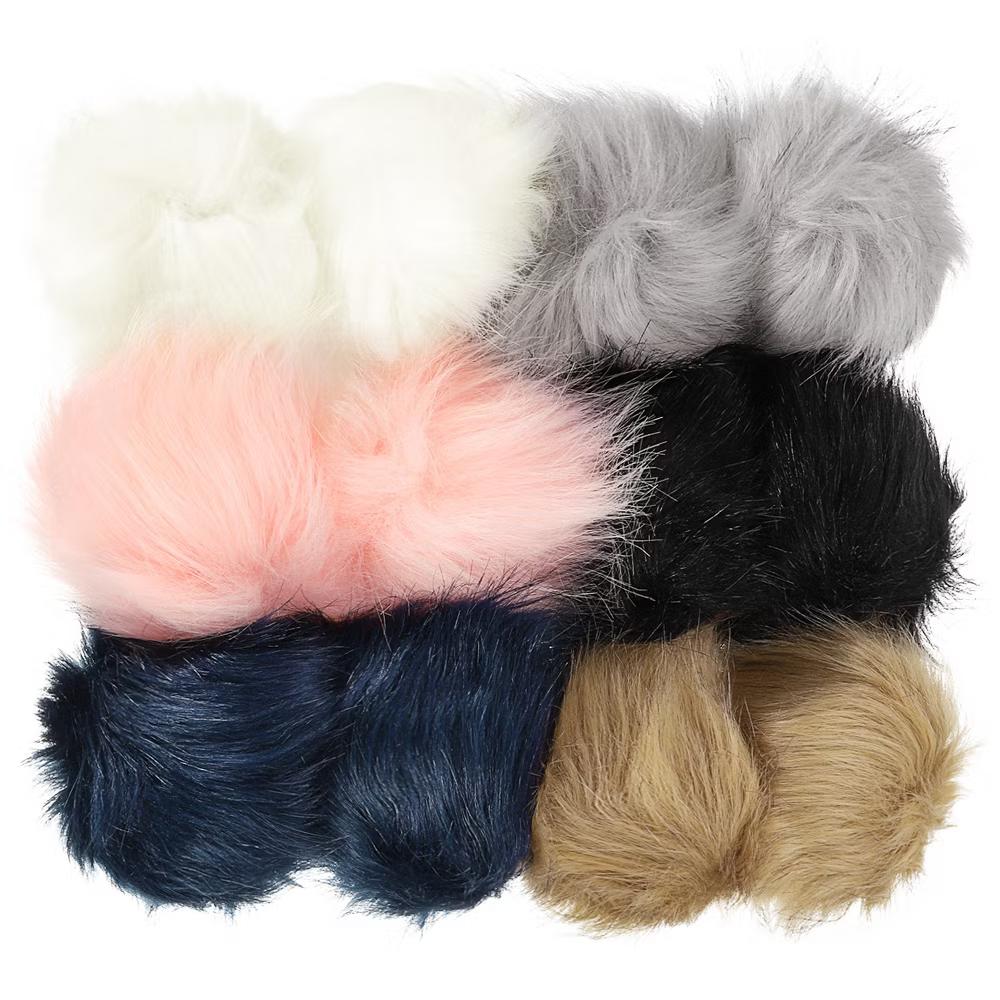 Fluffy Soft Elastic Faux Fur Pom Poms for Hats Scarves Gloves 12 Pcs - Image 6