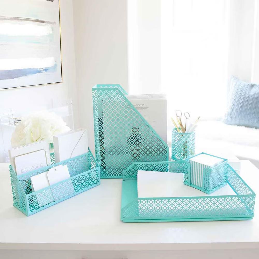 Blu Monaco Desk Organizer Set - 6-Piece Desk Accessories for Mail, Sticky Notes, Pens, Magazines & Documents - Image 7