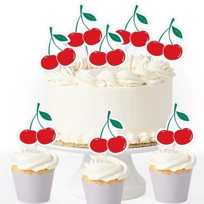 Cherry On Top Dessert Cupcake Toppers, Cherry Birthday Party Decor, Red Fruit-Themed Treat Picks - Set of 24 - Image 4