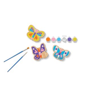 3pk Paint-Your-Own Wood Butterfly Set - Kids Craft Kit with Acrylic Paints & Brushes, Non-Toxic