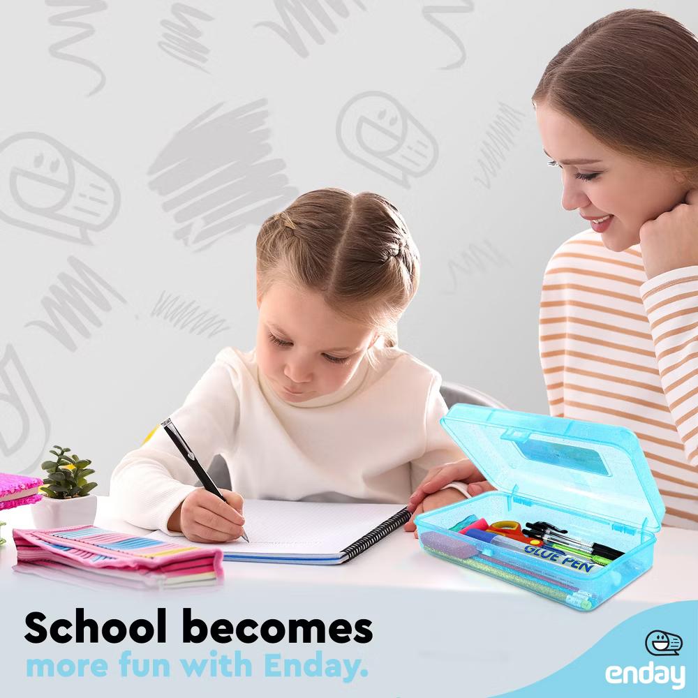 Plastic Pencil Box with Snap Closure Lids, Small Utility Storage Crayon School and Office Supplies Case Organizer - Image 6