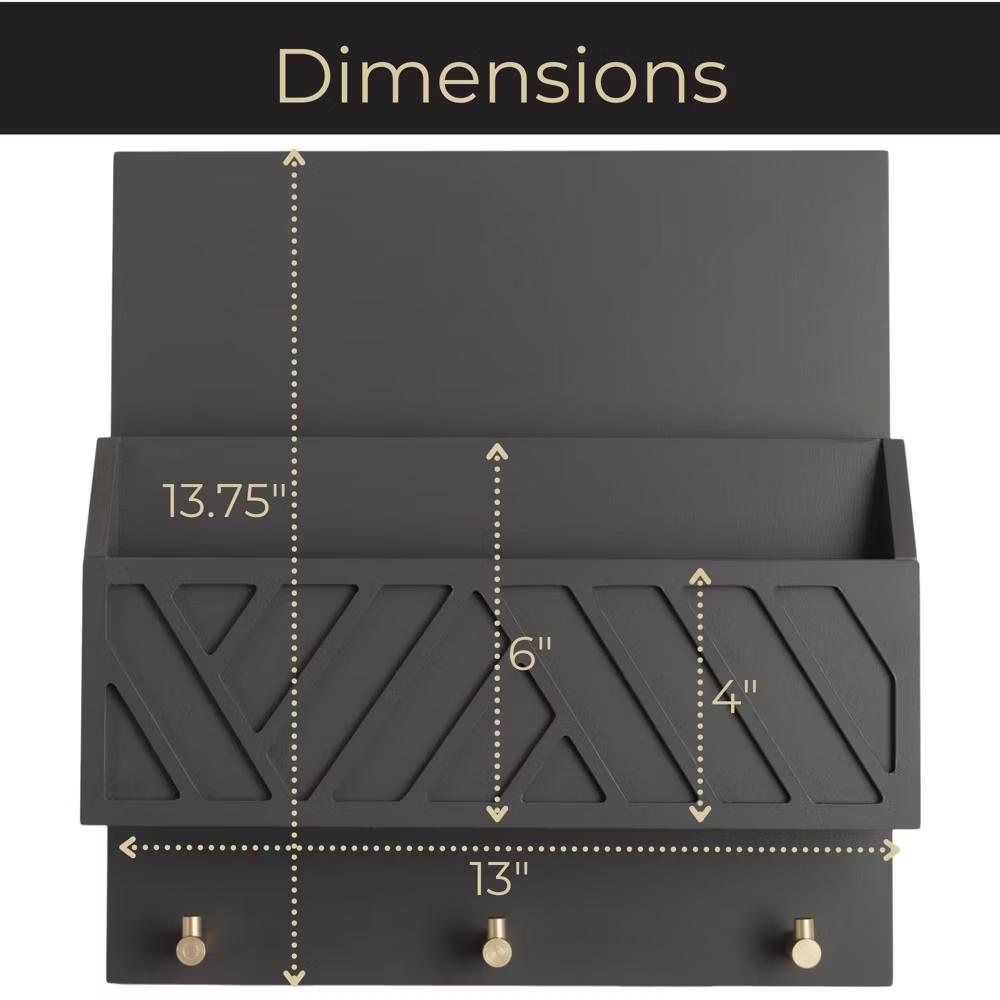 Wall Mounted Mail Organizer with 2 Slots and 3 Hooks – Multiple Finishes – MDF Wood - Image 10
