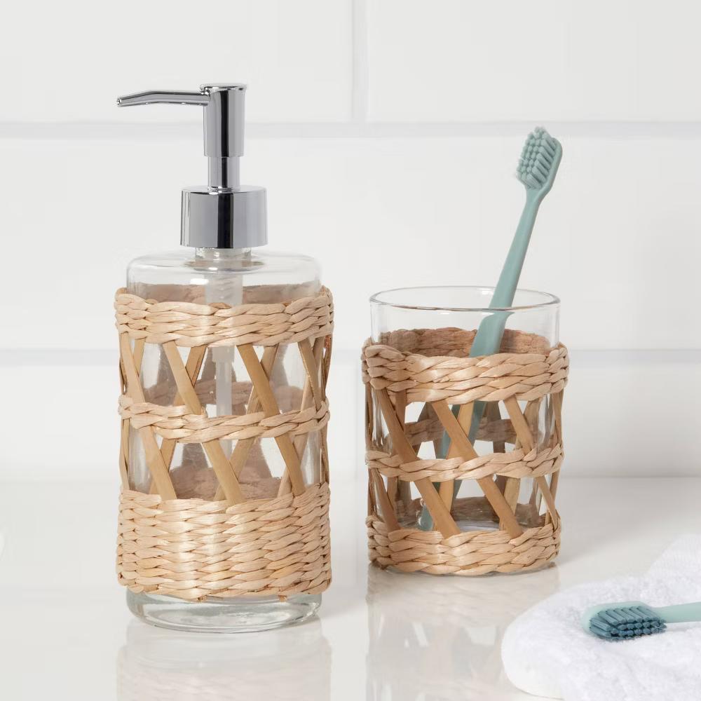 Woven and Glass Toothbrush Holder - Image 2