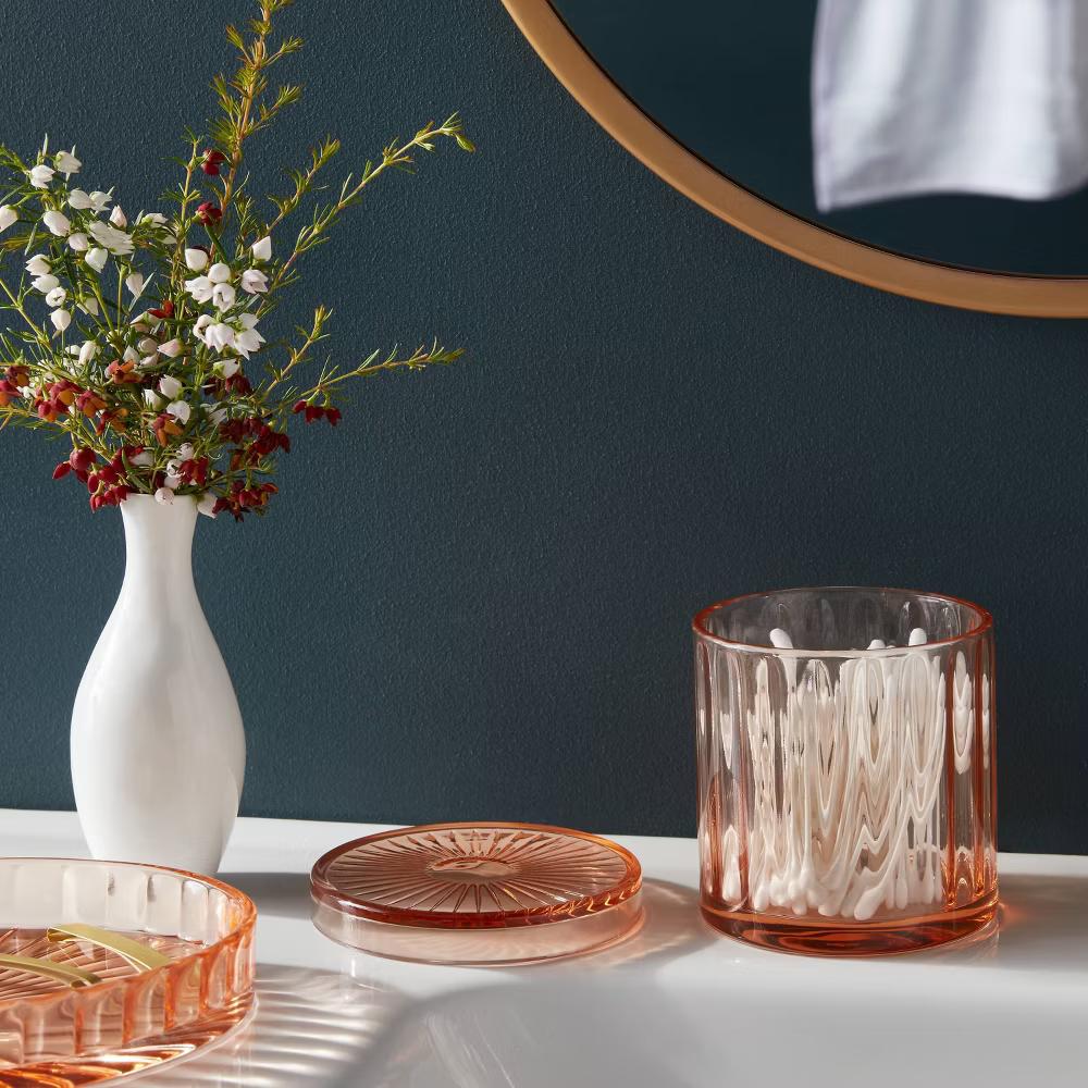 Colored Glass Bath Canister Pink - Image 3