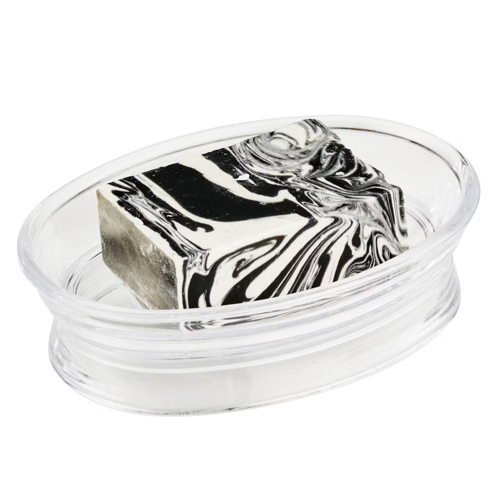 Soap Dish for Bathroom Sink - Elevated Oval Stand for Countertop - Clear - Image 5