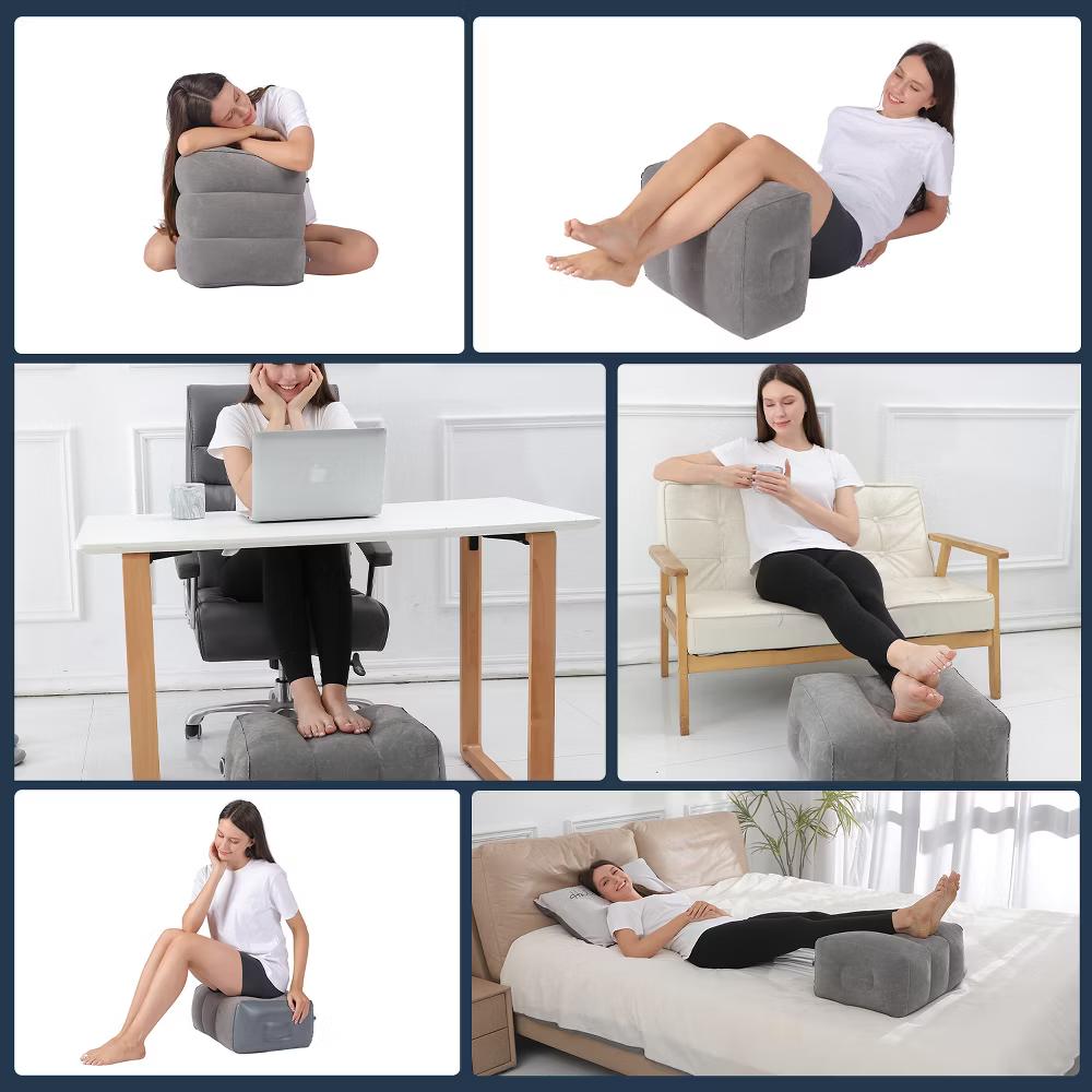Inflatable Airplane Foot Rest with Pump & Carry Bag, 3-Height Travel Footrest for Kids, Toddlers, Office, Car & Train - Image 5