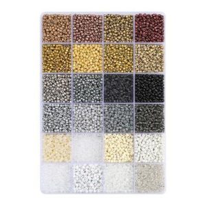 12500pcs Assorted Glass Seed Beads 8/0, 24 Colors Champagne Glow Palette Round Bead for DIY Crafts Jewelry Making Bead Box