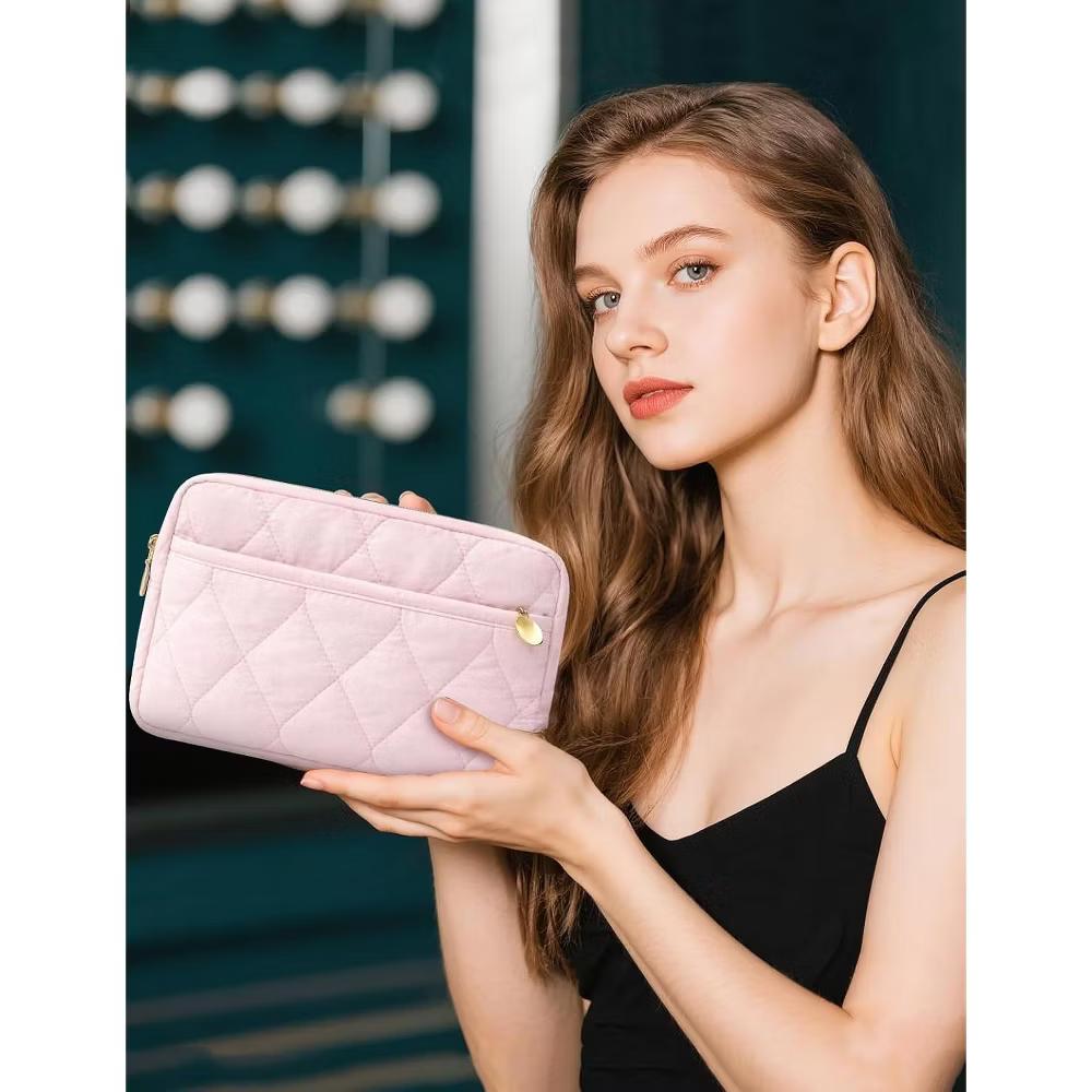 Puffy Padded Makeup Bag Travel Organizer. Wide-Open Cosmetic Pouch for Toiletries and Essentials. - Image 5