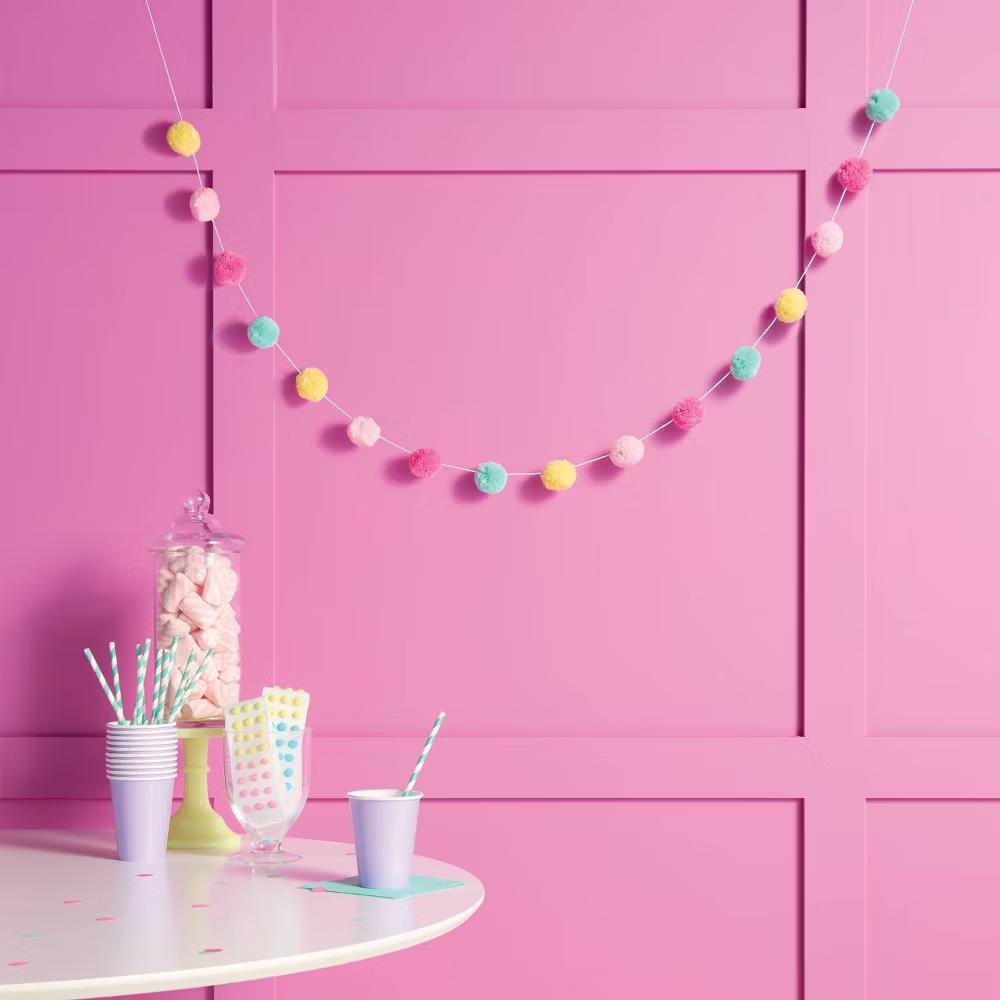 60" Pom Pom Bright Garland