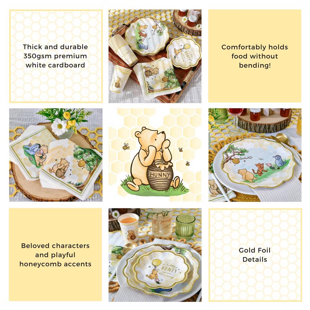 Honey Bear 78 Piece Party Tableware Set Baby Shower Party Decorations Plates & Napkins, Adorable Bear Baby Shower (16 Guests) - Image 4
