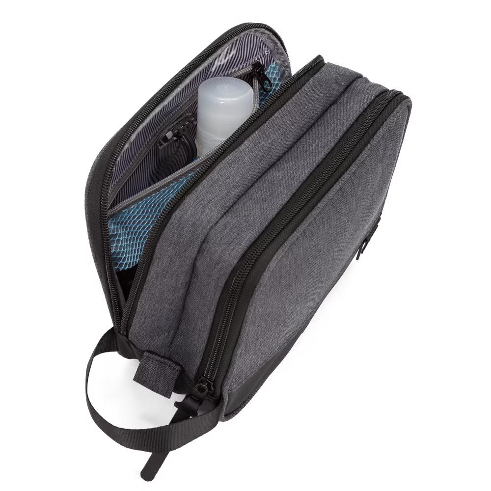 Heather Gray Toiletry Bag: Solid Pattern, Storage, 6.69" Height - Image 4