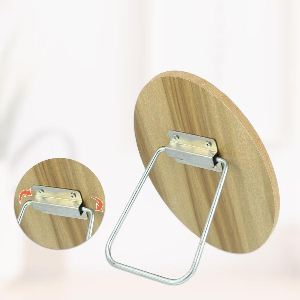 Natural Wooden Foldable Makeup Mirror Beige 1 Pc - Image 8