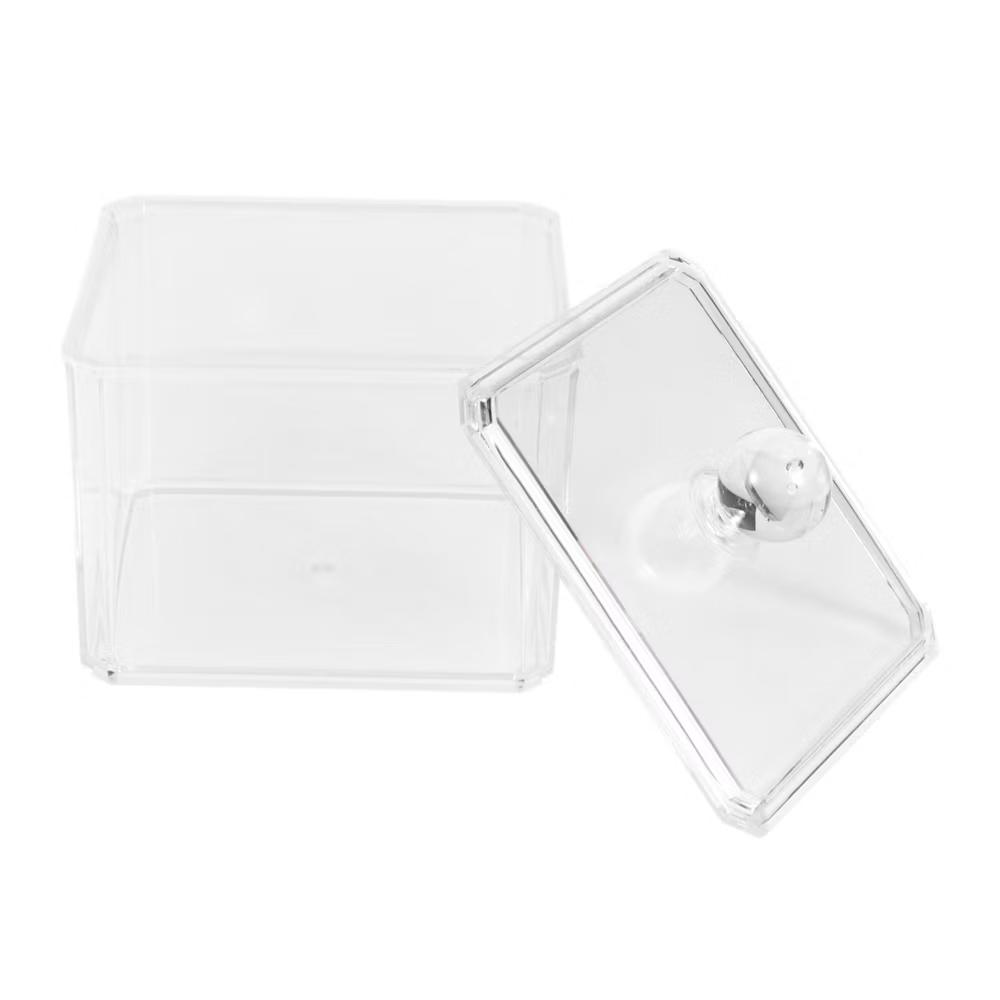 Square Single Layer Acrylic Cotton Swab Holder Bathroom Transparent 1 Pc - Image 5