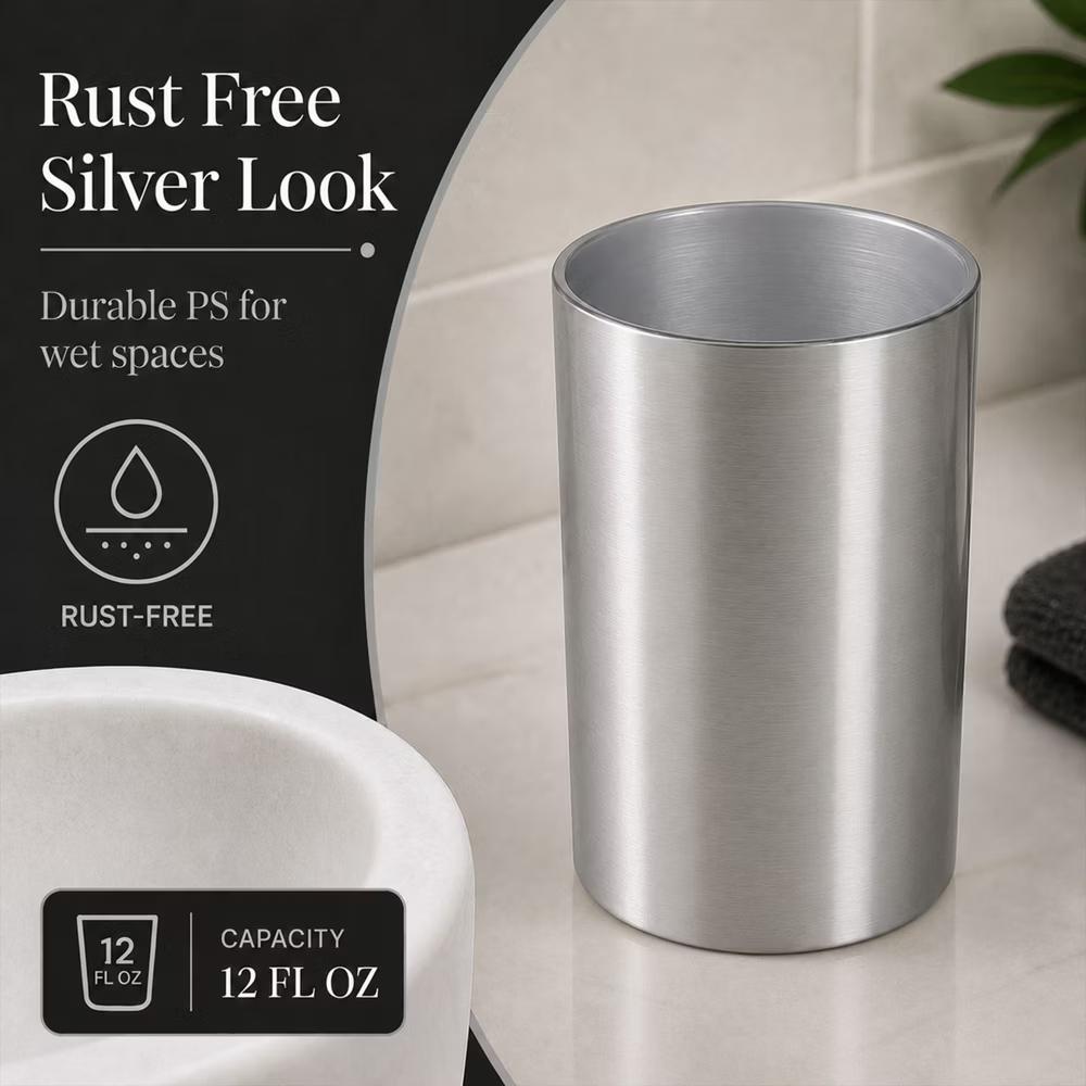 French Home Goods Modern Brushed Bathroom Tumbler – Sleek Toothbrush Holder, Cup, or Countertop Organizer - Image 8