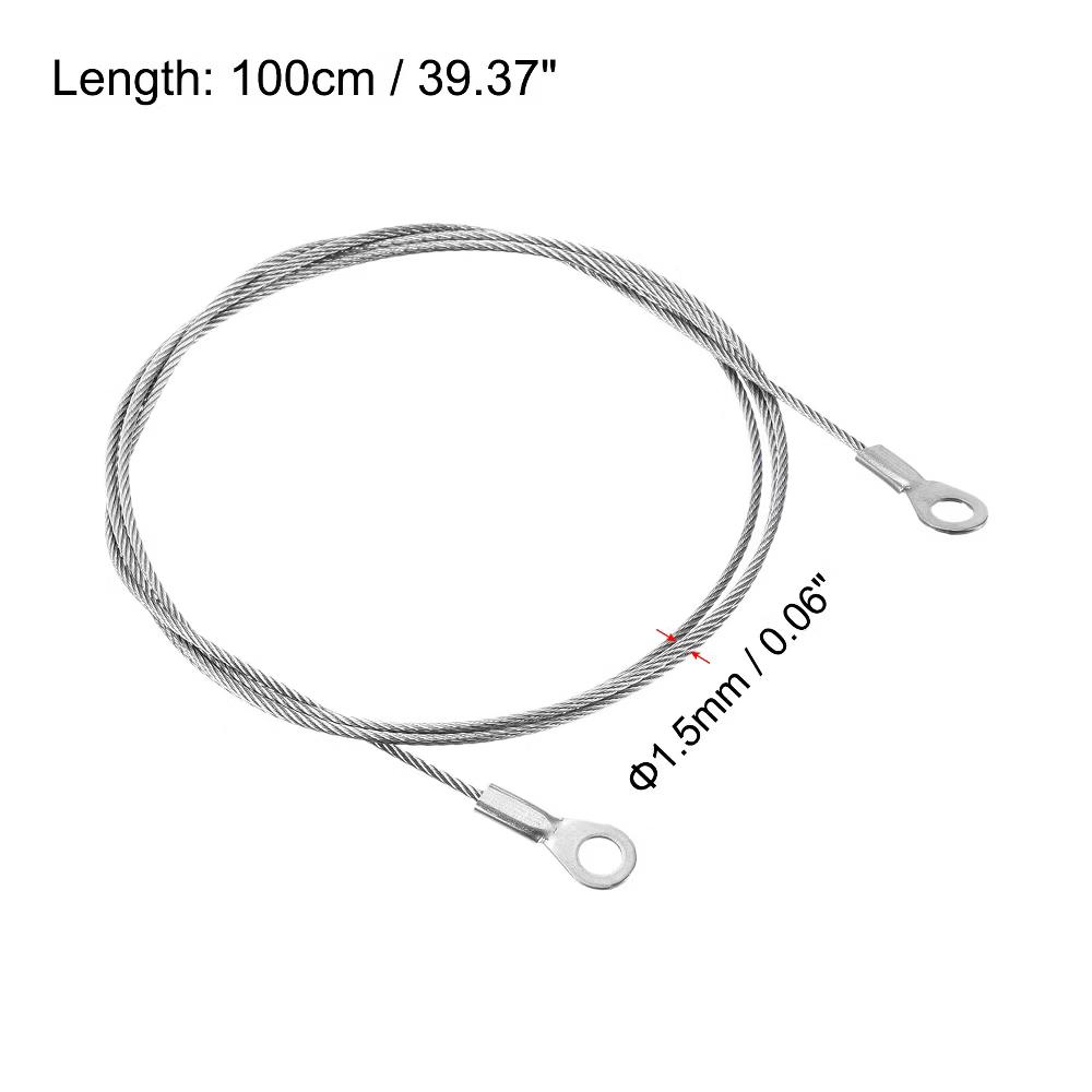 Lanyard Cable Rope with Key Ring Keychains Silver 4 Pcs - Image 7