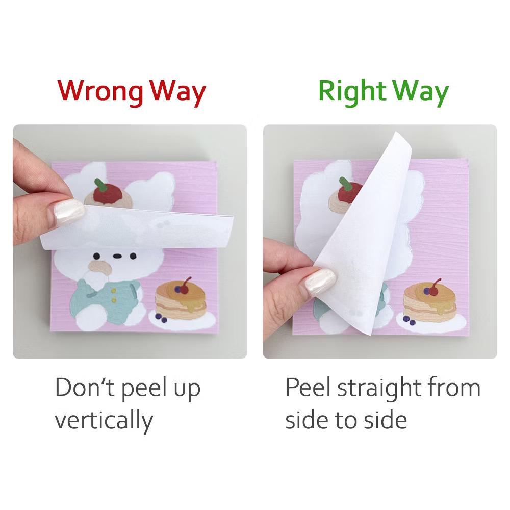 Cute and Funny Animal Sticky Notes, Adhesive Memo Notepads for Home, Office, Work, Bunny and Kitty 4pc - Image 2