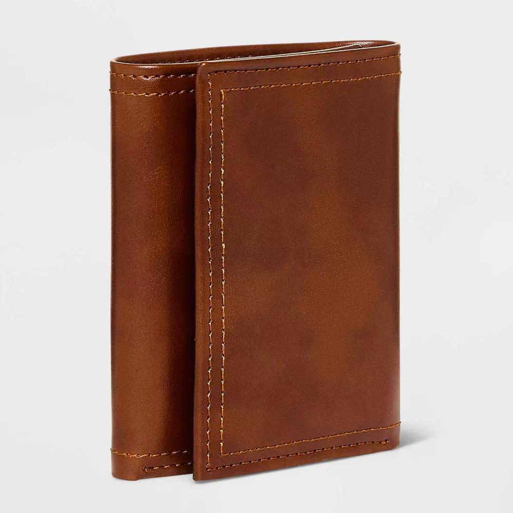 Men's RFID Trifold Wallet - Brown - Image 4