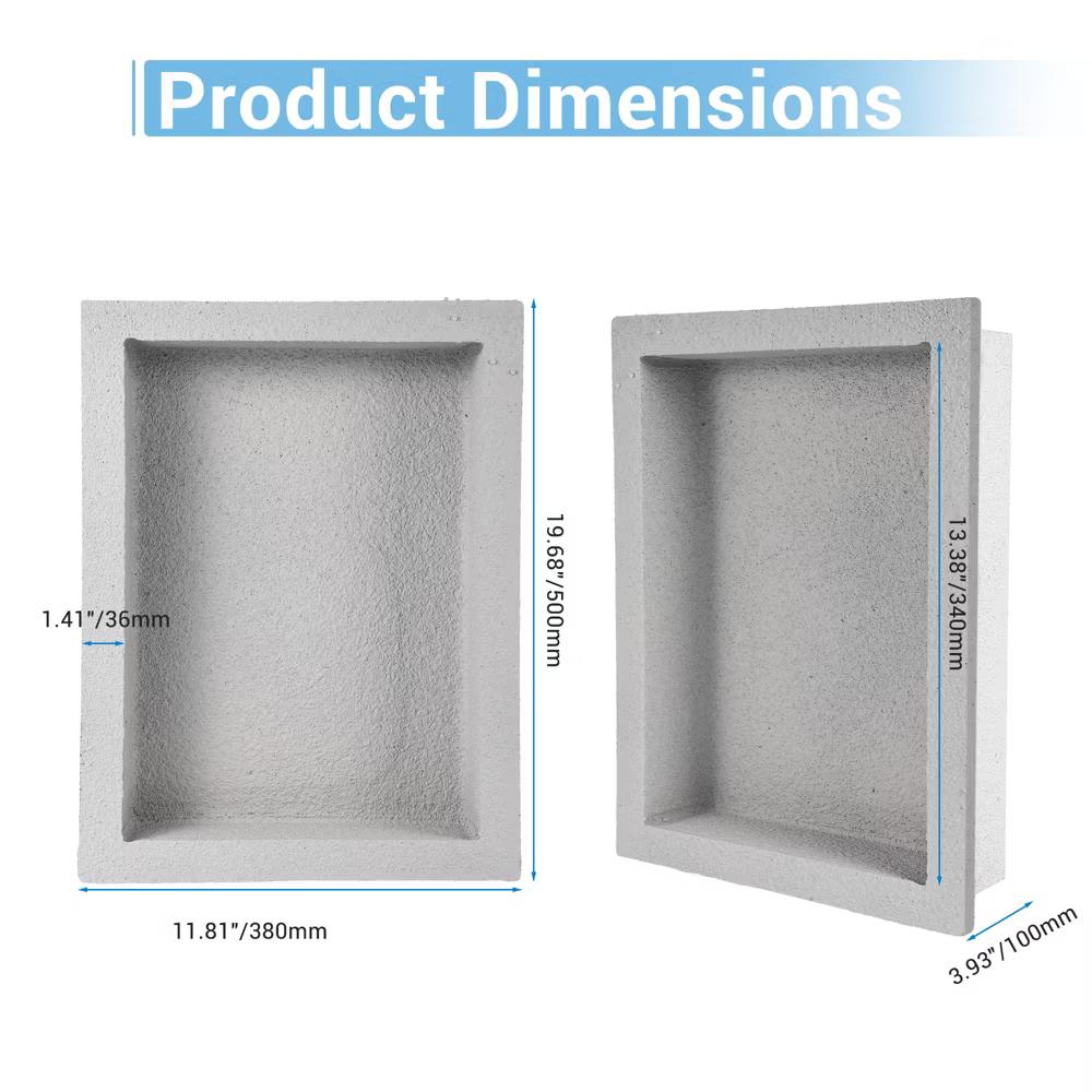 12"×20" Tile Ready Recessed Shower Niche, Modern Square Corner In-Wall Bathroom Storage Shelf with Simple Installation - Image 3
