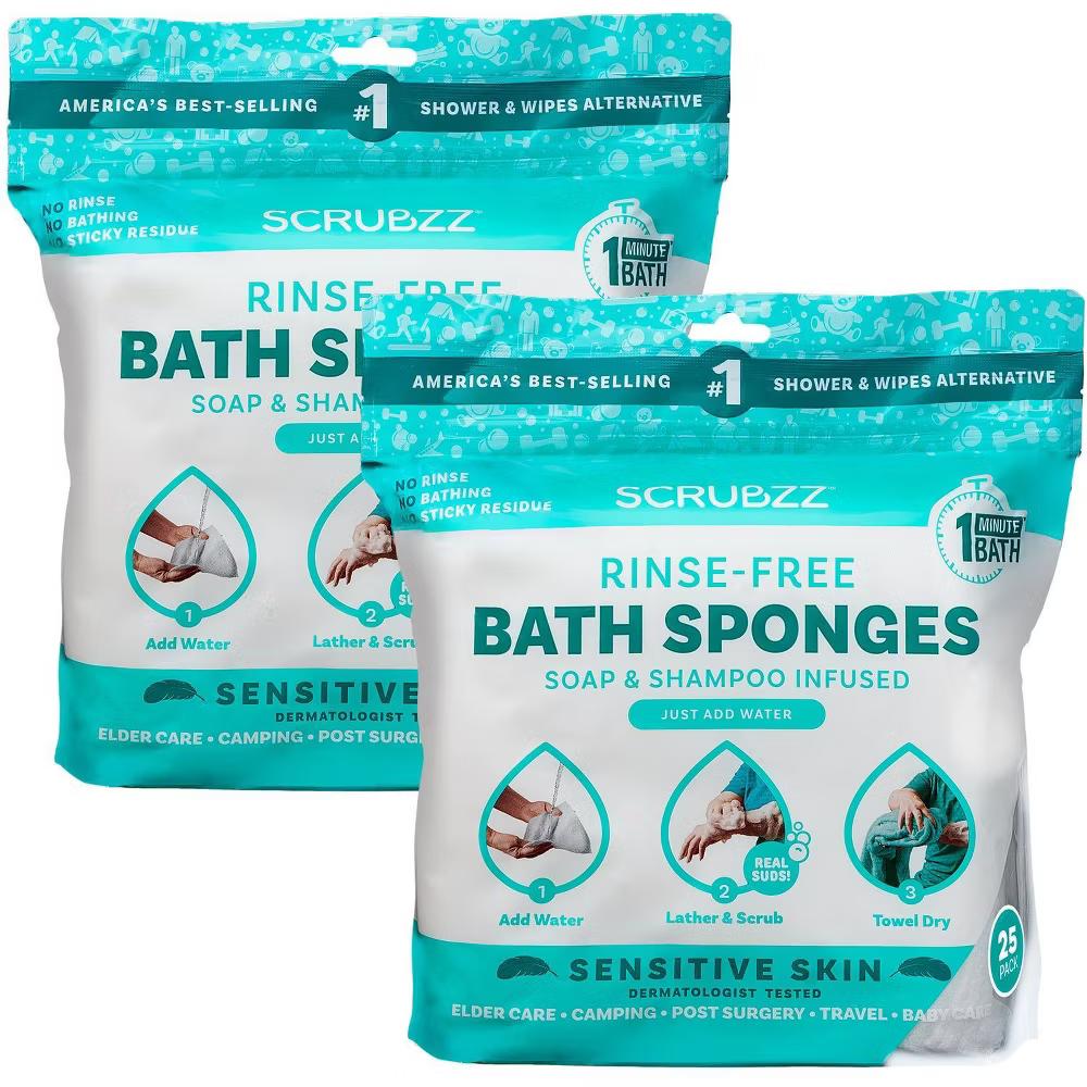 Scrubzz No Rinse Bath Wipes for Adults Bathing, Adult Rinse Free Bath Sponges - Disposable - Image 27