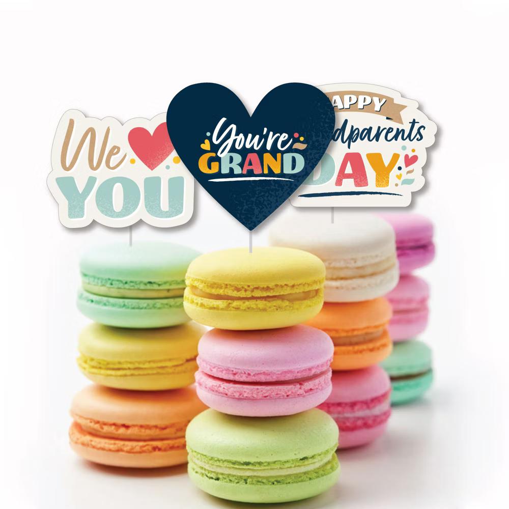 Happy Grandparents Day - Dessert Cupcake Toppers - Grandma & Grandpa Party Clear Treat Picks - Set of 24 - Image 4