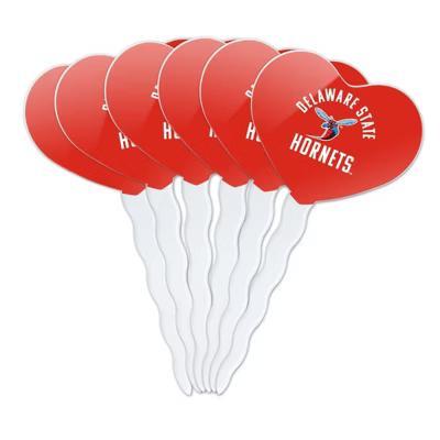 Delaware State University Hornets Logo Heart Love Cupcake Picks Toppers Decoration Set of 6 - Image 5