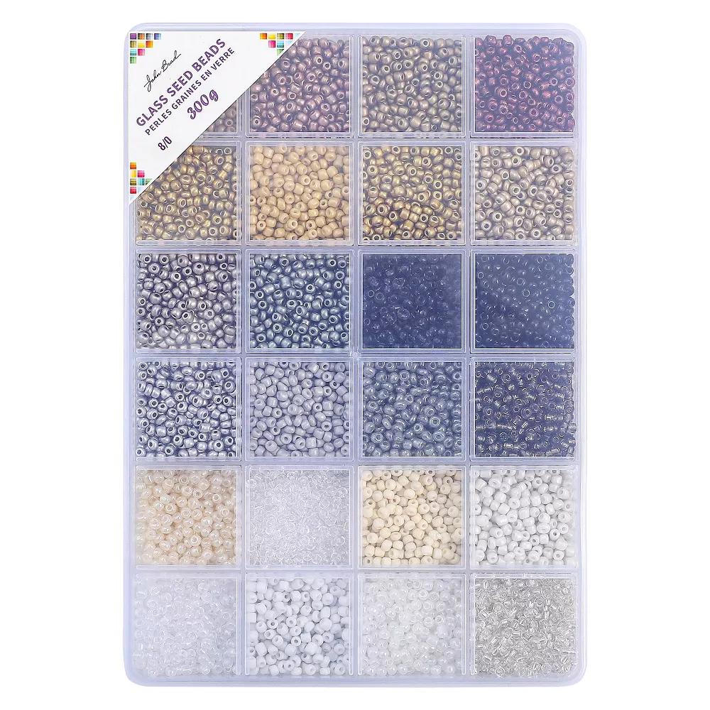 12500pcs Assorted Glass Seed Beads 8/0, 24 Colors Champagne Glow Palette Round Bead for DIY Crafts Jewelry Making Bead Box - Image 2