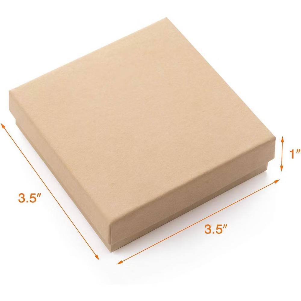 20 Pack 3.5x3.5x1 Inch Brown Cardboard Jewelry Gift Boxes with Cotton Fill for Earrings Necklaces Bracelets Coins Collectibles - Image 5